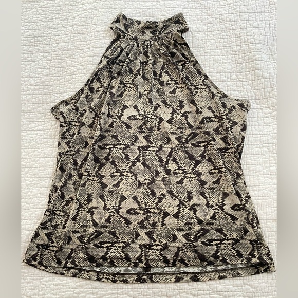 Michael Kors Snakeskin Printed High Neck Tank Work Party Cocktail Size Large - Picture 1 of 8